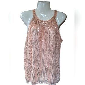 Grace Karin Beige Sequin Top Size L